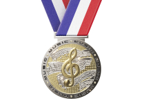 Silver & Gold MUSIC MEDALLION with Tri-Color Neck Ribbon