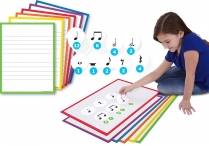 Music-Go-Rounds RHYTHMS - SIMPLE TIME  & WIPE-OFF Double Staff CHARTS