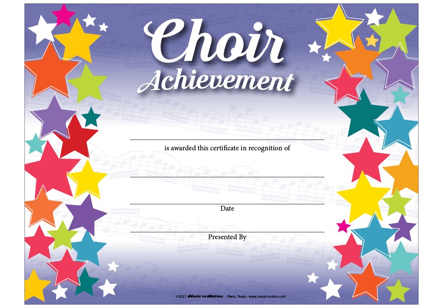 ACHIEVEMENT CERTIFICATE Choir Music in Motion
