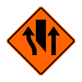 Sign,Roll-Up,30x30,W9-3A,CenterLaneMustShiftLeft(Symbol)