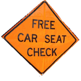 Reflective Roll-Up Sign, 36"x36", "Free Car Seat Check"