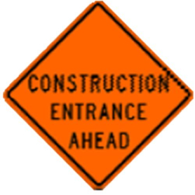 Sign,Roll-Up,36x36, W25-5, Construction Enterance