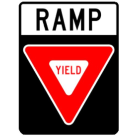 Reflective Roll-Up Sign, 36"x48", Ramp Yield Sign