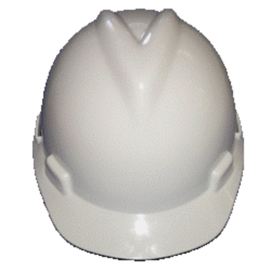 A white hard hat placed on a white background, providing safety and protection at construction sites. 