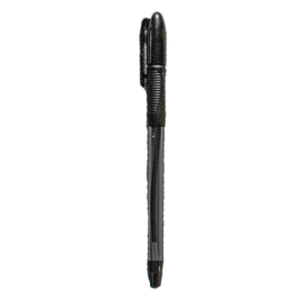 A black pen with a black cap on it, ready to jot down your thoughts and ideas.