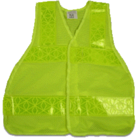 A yellow safety vest with reflective stripes, ensuring visibility and protection in hazardous environments.