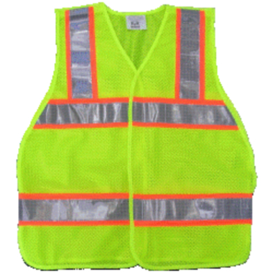 A yellow safety vest with reflective stripes, ensuring visibility and protection in hazardous environments.