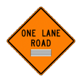 One Lane Road Flexible Roll-Up Traffic Sign - 36 x 36 - One Changeable Legend W20-4