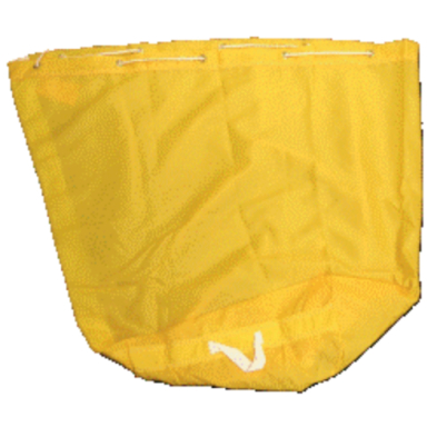 A yellow lightweight bad used for carrying laundry.