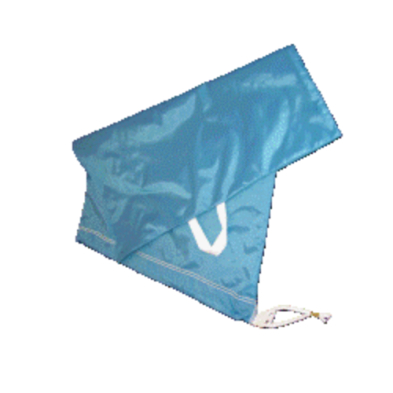 A blue lightweight bag with white drawstring closure.