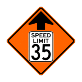 Speed Reduction Sign 36 x 36 Roll Up Sign Speed Limit 20-60 mph W3-5