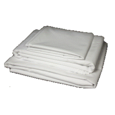 A collection of white sheets stacked on a plain white surface.