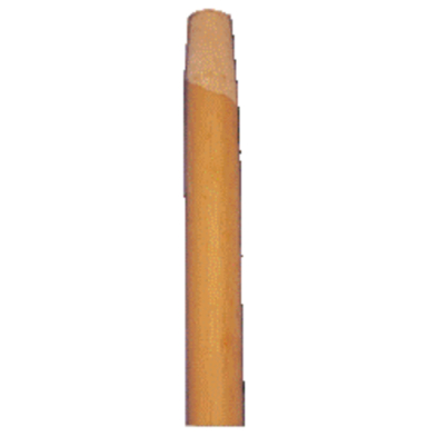 A wooden mop or boom handle with a tapered tip.