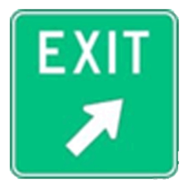 Exit sign with arrow pointing right. Clear and concise direction for exiting a space.