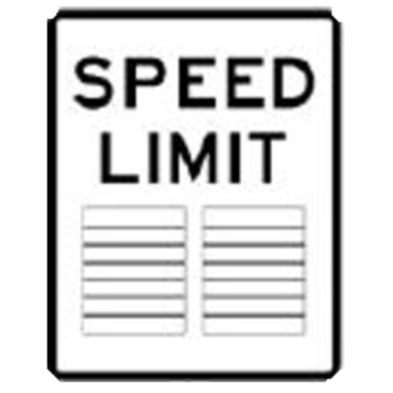 Speed limit sign on white background. Indicates maximum speed allowed on the road.