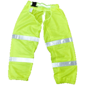 Safety Chaps Soft Mesh, Yellow-Green, Reflective Stripe Chaps- ANSI/ISEA 107-2015 - Class E