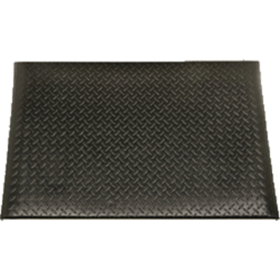 A black mat with a stylish diamond pattern, perfect for adding a touch of elegance to any space.