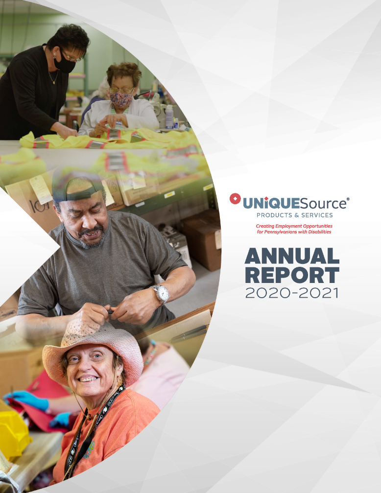 Report cover for the 2020-2021 UniqueSource annual report.