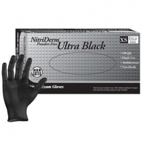 Nitriderm® Ultra Black Nitrile Gloves, X-Small (100 per box)