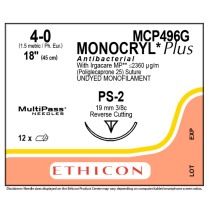 MONOCRYL® Plus Antibacterial (poliglecaprone 25) Suture, MCP496G (4-0 w/PS-2 Needle)