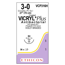 COATED VICRYL® Plus Antibacterial (polyglactin 910) Suture VCP316H (3-0 w/SH Needle)