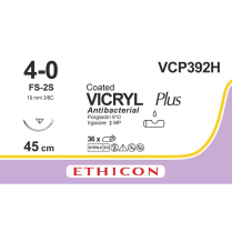 COATED VICRYL® Plus Antibacterial (polyglactin 910) Suture VCP392H, (4-0 w/FS-2S Needle)