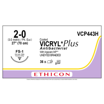 COATED VICRYL® Plus Antibacterial (polyglactin 910) Suture VCP443H, (2-0 w/FS-1 Needle)