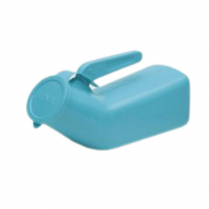 Medegen® Male Urinal w/Cover, Hanging Handle, Blue