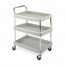 Metro® Deep Ledge Utility Cart, 3 Shelves, Gray, 20" x 30"