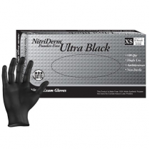 Nitriderm® Ultra Black Nitrile Gloves (90-100 per box)