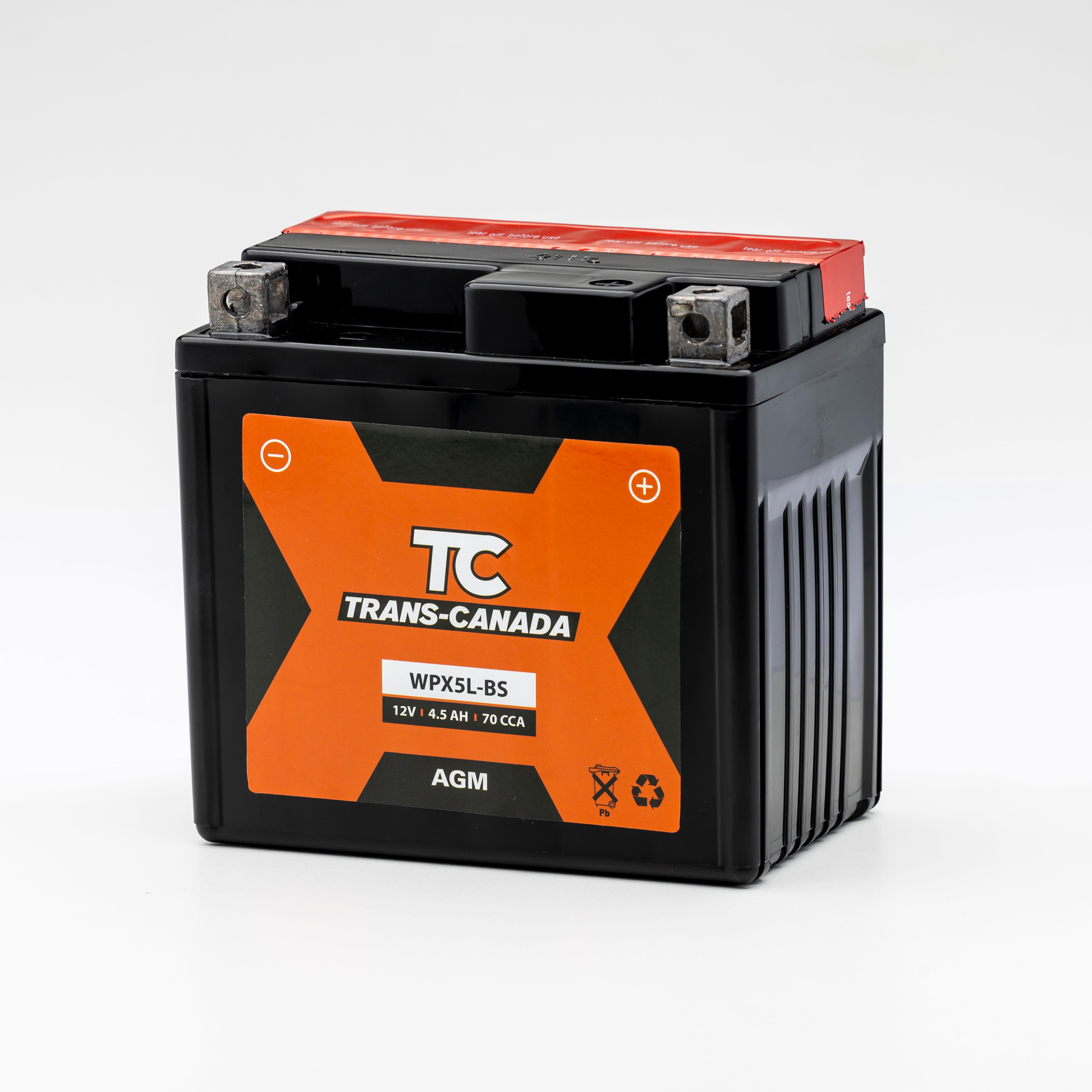 WPX5L-BS   Motorsports Battery AGM 12V 4.5Ah 70CCA (Acid Bottle Supplied)