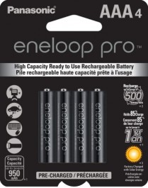 BK4HCCA4BA   AAA Ni-MH 950mAh Pre-Charged Rechargeable Batteries Panasonic Eneloop Pro (Pkg of 4)