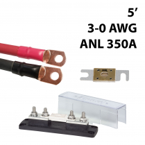 KIT-3-0AWG-350A   Ensemble de câble préassemblés 3/0 AWG 5' avec fusible ANL 350A pour onduleur