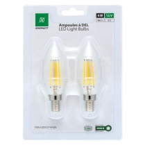EWL-LEDC37-4-NW   Ampoule transparente à DEL filaments format C37 12V 4W blanc neutre (paquet de 2)