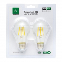 EWL-LEDA60-4-NW   Ampoule a filaments DEL 12V 4W format A60, blanc neutre (paquet de 2)