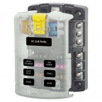 BS5025   ATO/ATC Fuse Block - 6 Circuits with Negative Bus and Cover