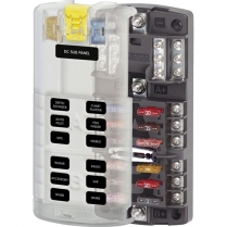 BS5032   ATO/ATC Split Bus Fuse Block - 6/6 Circuits with Negative Bus and Cover