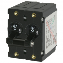 BS7232   A-Series Toggle Circuit Breaker - Double Pole 10A Black