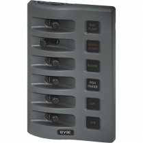 BS4306   WeatherDeck 12V DC Waterproof Switch Panel with Fuses - Gray 6 Positions