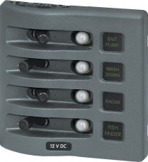 BS4374   WeatherDeck 12V DC Waterproof Circuit Breaker Panel - Gray 4 Positions