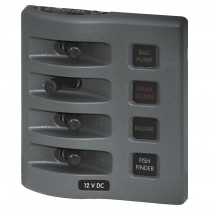 BS4304   WeatherDeck 12V DC Waterproof Switch Panel with Fuses - Gray 4 Positions