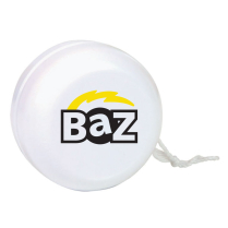 BE-YOYO-BAZ-W   White yoyo with BAZ logo
