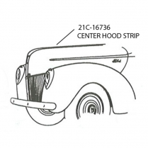 Center Hood Strip Stainless Molding - 1942-47 Ford Truck    