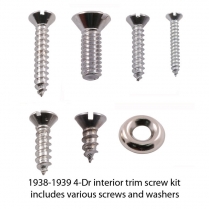 Interior Trim Screw Kit - Stainless - 4 Door Sedan - 1938-39 Ford Car  