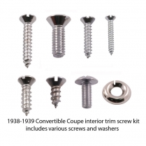 Interior Trim Screw Kit - Stainless - Convertible Coupe - 1938-39 Ford Car  