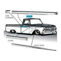 Door Molding with clip - 1965-66 Ford Truck    