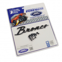 Bronco Script & Horse Emblem Set - Universal - Peel & Stick Application - Satin Black - 1966-96 Ford Bronco, 2021-22 Ford Bronco