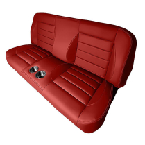 Full 60" Bench Seat Assembly - Red with Horizontal Inserts - 1967-86 Ford Truck - Drop Ship Item**