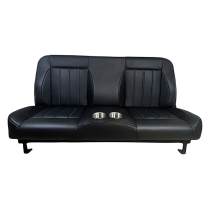 Full 60" Bench Seat Assembly - Black with Vertical Inserts - 1967-86 Ford Truck - Drop Ship Item**