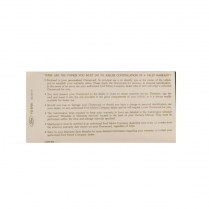 Warranty Instruction Card - 1968-69 Ford Car